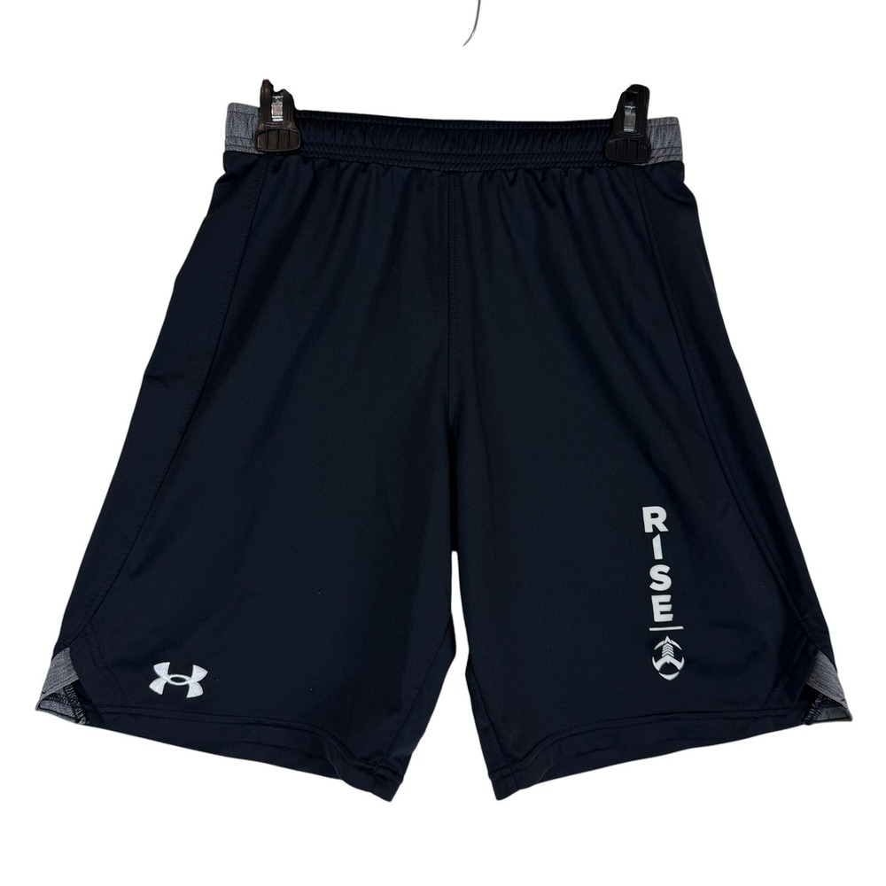 Under Armour Shorts Youth Small Black 8 Inseam RISE Basketball Training Athletic